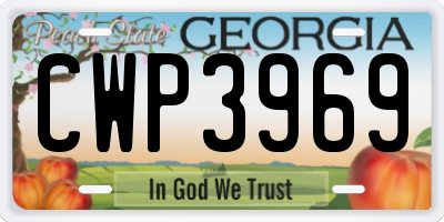 GA license plate CWP3969