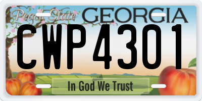 GA license plate CWP4301