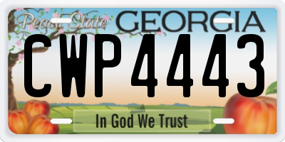 GA license plate CWP4443