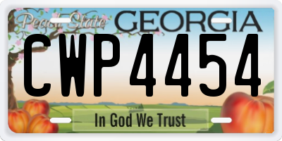 GA license plate CWP4454
