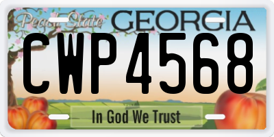 GA license plate CWP4568
