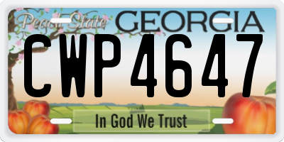 GA license plate CWP4647