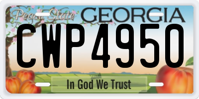 GA license plate CWP4950