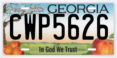 GA license plate CWP5626