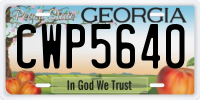 GA license plate CWP5640