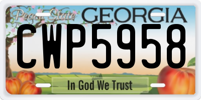 GA license plate CWP5958