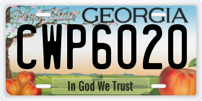 GA license plate CWP6020