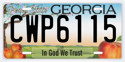 GA license plate CWP6115
