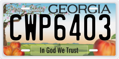 GA license plate CWP6403