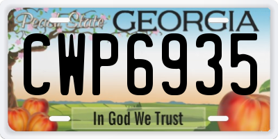 GA license plate CWP6935