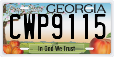GA license plate CWP9115