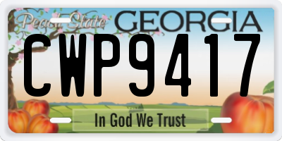 GA license plate CWP9417
