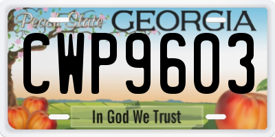 GA license plate CWP9603