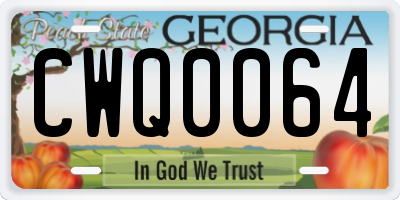 GA license plate CWQ0064