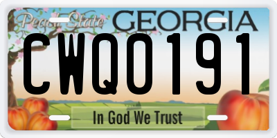 GA license plate CWQ0191