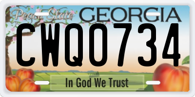 GA license plate CWQ0734