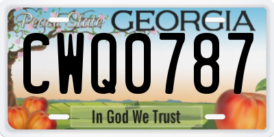 GA license plate CWQ0787