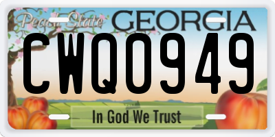 GA license plate CWQ0949