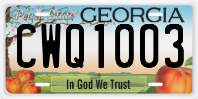 GA license plate CWQ1003