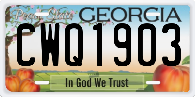 GA license plate CWQ1903