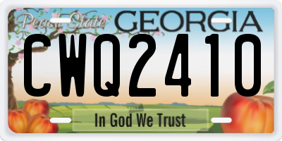 GA license plate CWQ2410