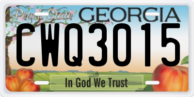 GA license plate CWQ3015