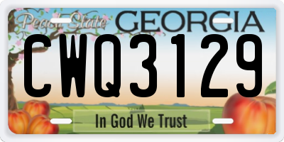 GA license plate CWQ3129