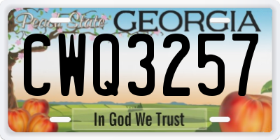 GA license plate CWQ3257