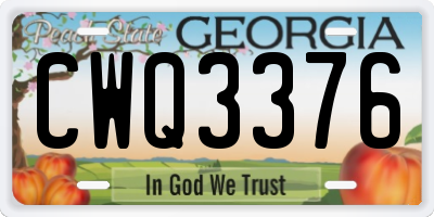 GA license plate CWQ3376