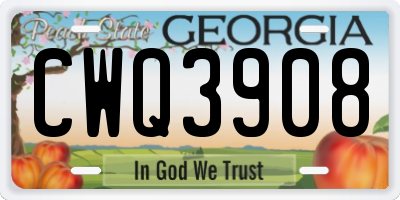 GA license plate CWQ3908