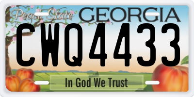 GA license plate CWQ4433