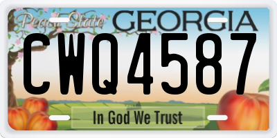 GA license plate CWQ4587