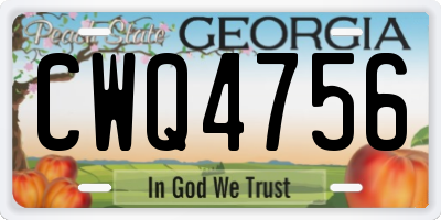 GA license plate CWQ4756