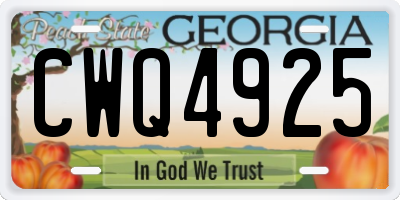 GA license plate CWQ4925