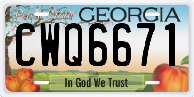 GA license plate CWQ6671