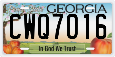 GA license plate CWQ7016