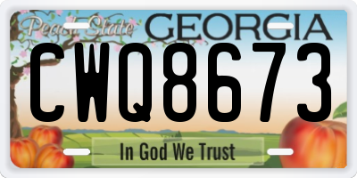GA license plate CWQ8673