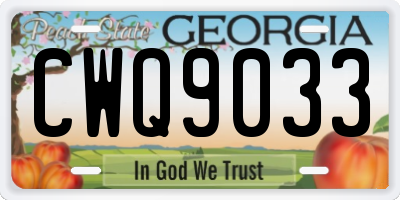 GA license plate CWQ9033