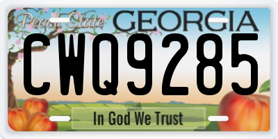 GA license plate CWQ9285