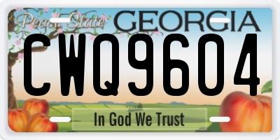 GA license plate CWQ9604