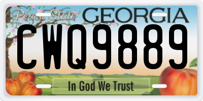 GA license plate CWQ9889