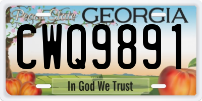 GA license plate CWQ9891