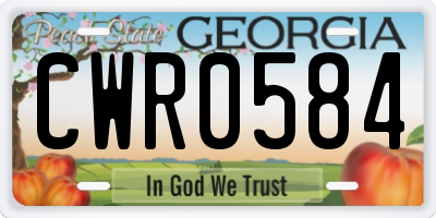 GA license plate CWR0584