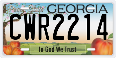 GA license plate CWR2214