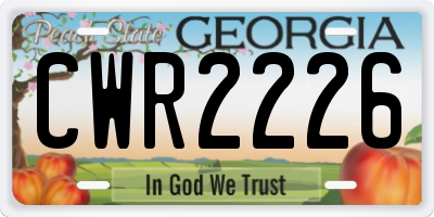 GA license plate CWR2226