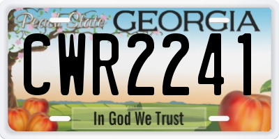 GA license plate CWR2241