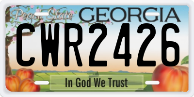 GA license plate CWR2426