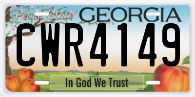 GA license plate CWR4149