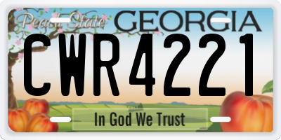 GA license plate CWR4221