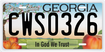 GA license plate CWS0326